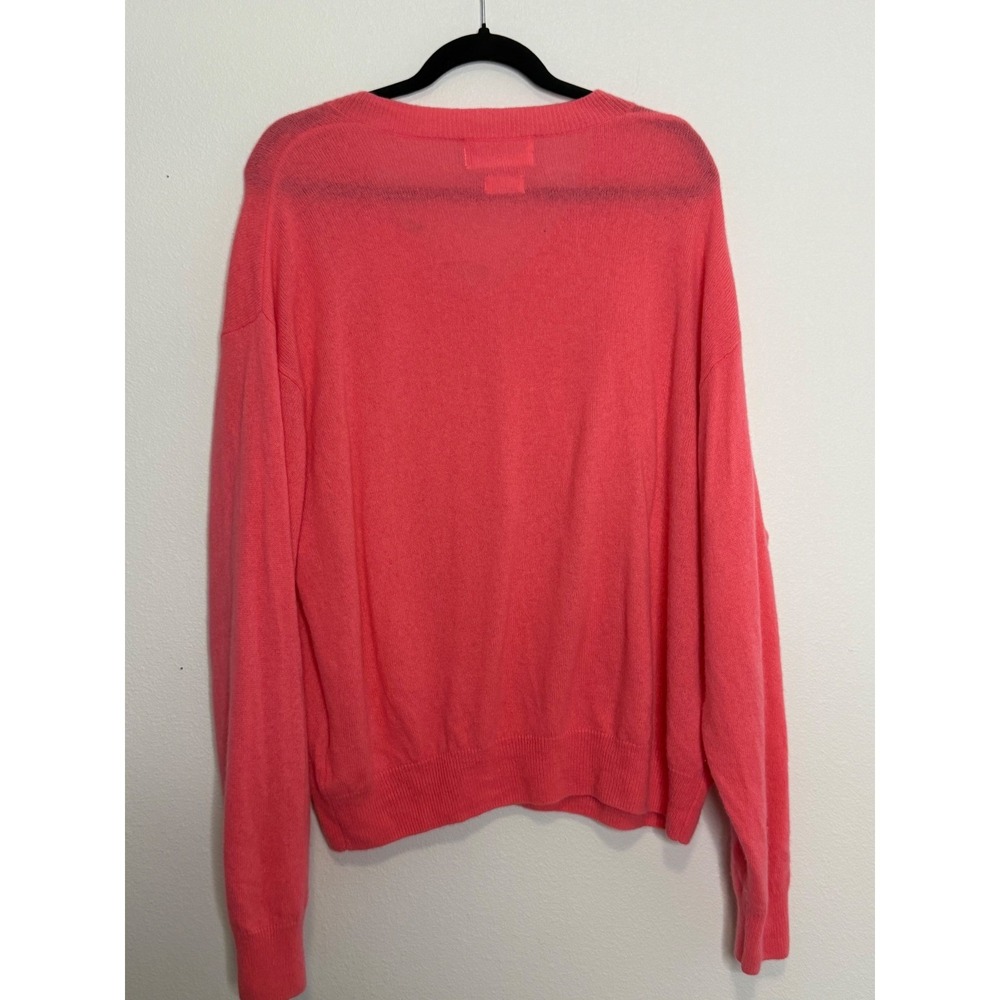 Colorish Women's Hot Pink 100% Cashmere V-Neck Sweater Large - Picture 2 of 5